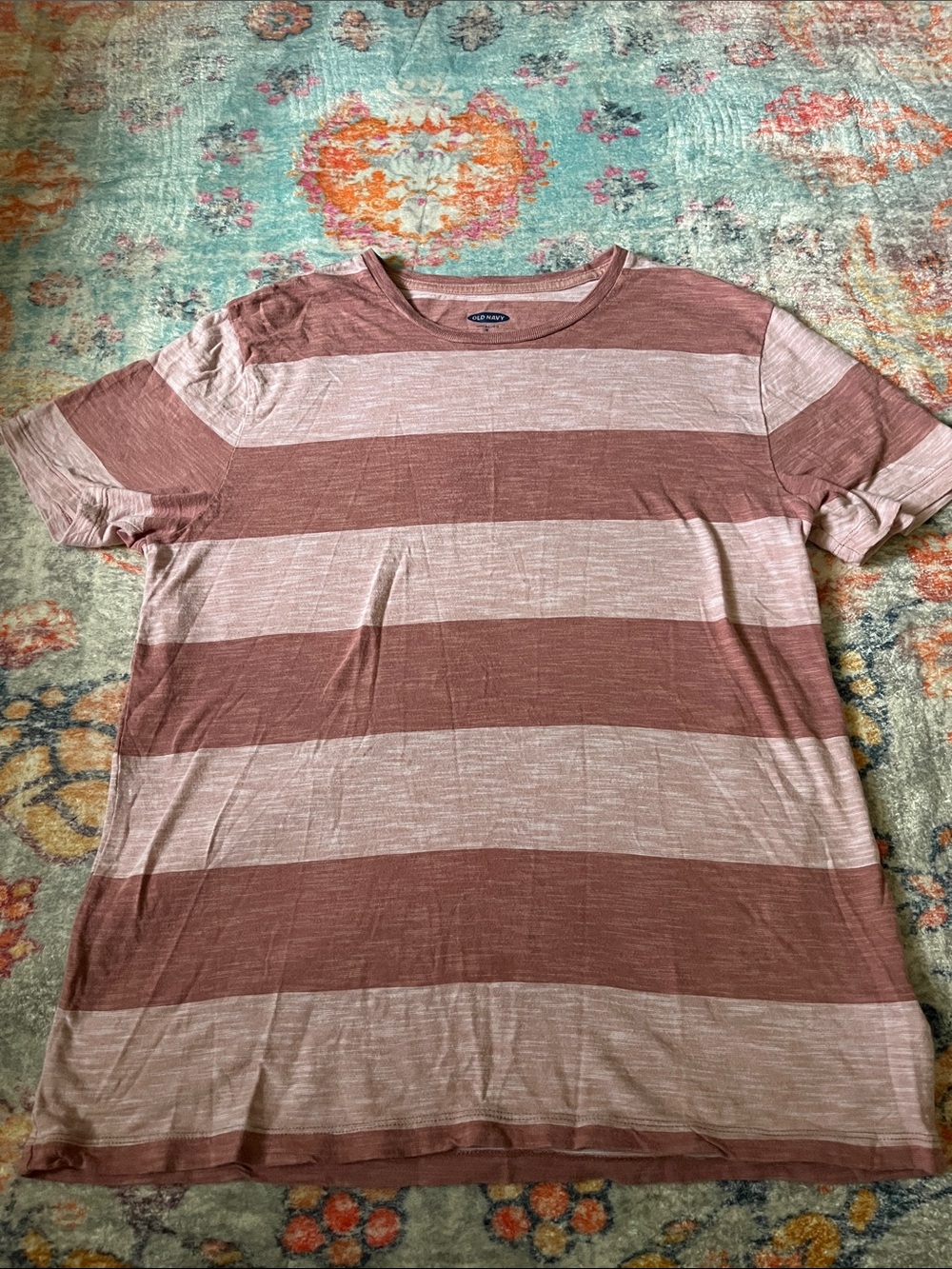 Old Navy Men's Wide Stripe Short-Sleeve Tee - Dusty Rose & Light Pink